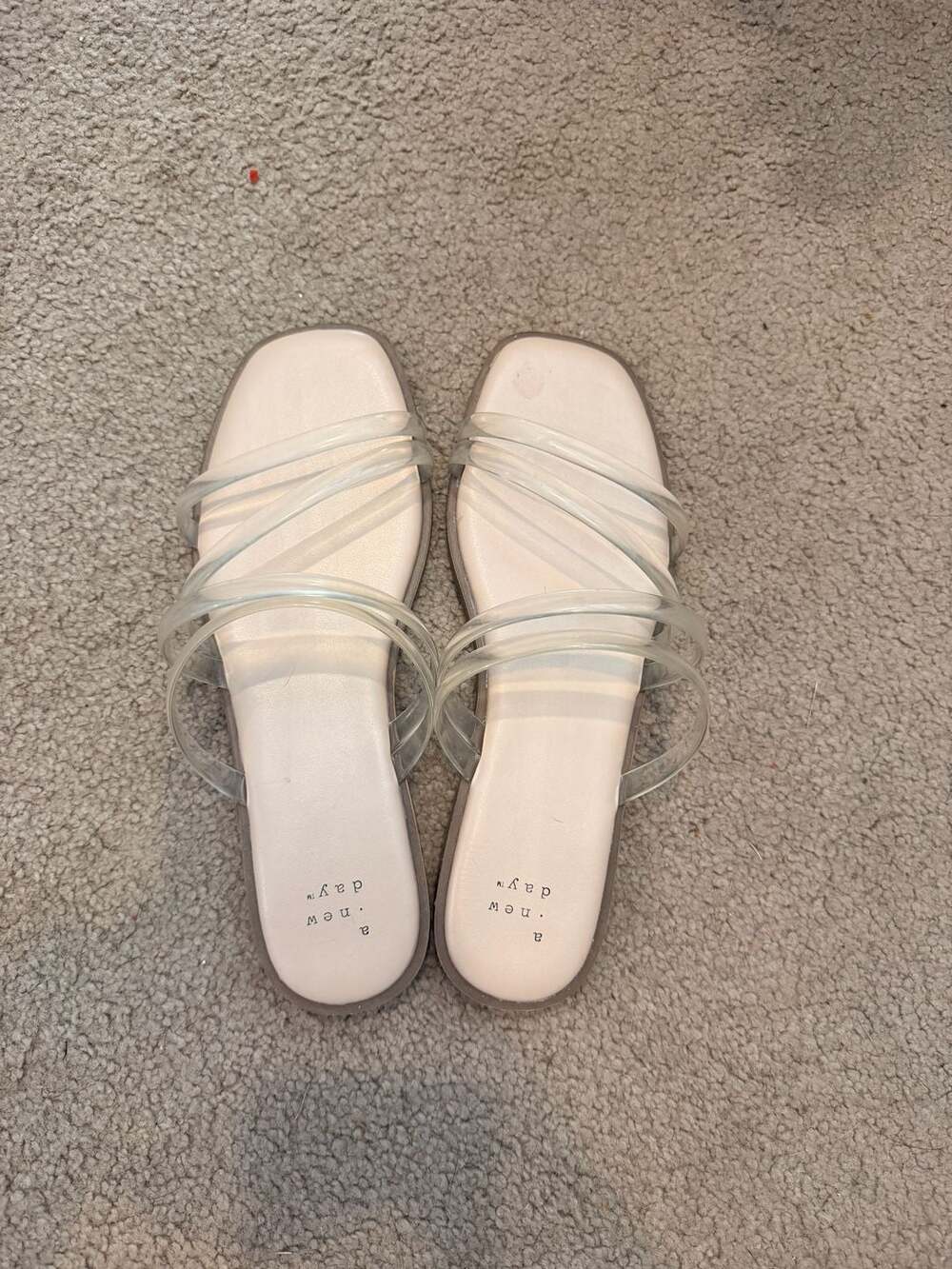 A New Day Estelle Strappy Sandals Size 7 Clear Flat Slide
